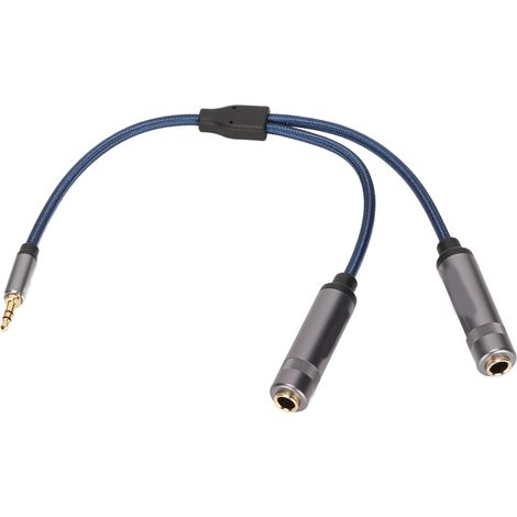 3,5-mm-Klinkenstecker auf 2 x 6,35-mm-Klinkenbuchse Stereo-Y-Splitterkabel für PC, 0,3 m