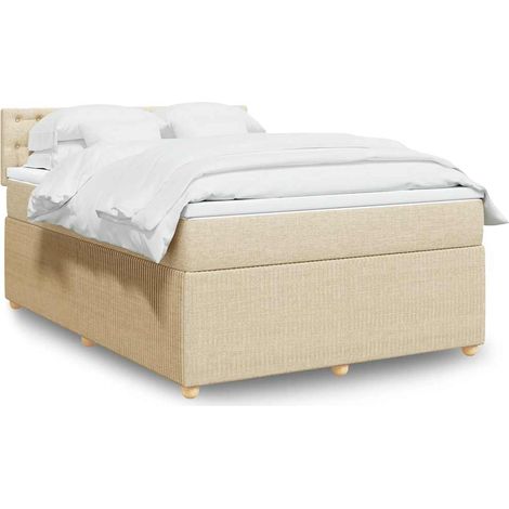 Boxspringbett mit Matratze Creme 140x200 cm Stoff