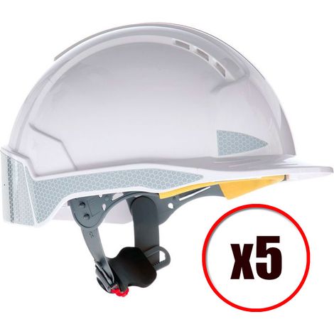 JSP – Lot de 5 casques de protection Evolite CR2 Ratchet – Ventilation intégrée – Norme EN397 – Résistance à l'impact 50 joules (1/5)