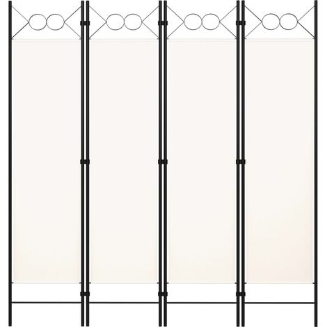 Paravent de Chambre Closion de séparation 4 panneaux Blanc crème 160x180 cm -BC11498 (1/5)