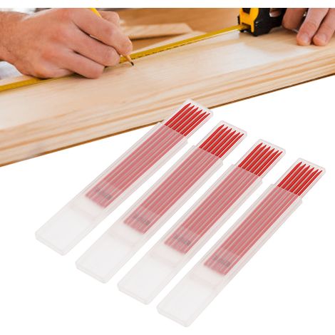 Lot de 24 crayons, mine HB 2,8 mm, adaptés à la menuiserie, à la recherche, mine durable, compatibles avec les porte-mines, pour le travail du bois, rouges. (1/5)