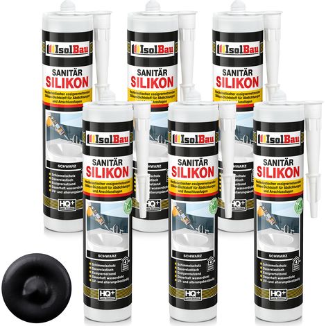 IsolBau Silicone Sanitario Nero Sanitär Silikon 6 x 300ml (1/5)