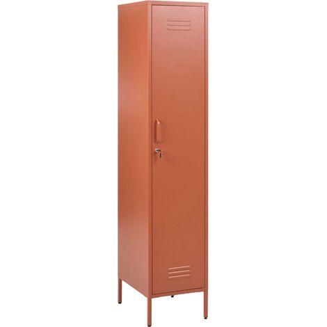 Metal Storage Cabinet Golden Brown Metal Locker with 5 Shelves and Rail Modern Home Office FROME (1/5)
