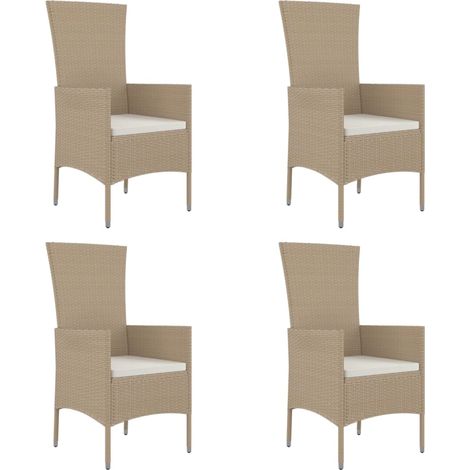 Maison Exclusive - Sedie da Giardino con Cuscini 4 pz in Polyrattan Beige