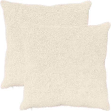 Filiyano-Housse de coussin HEERLEN blanche 60 x 60 cm en fausse fourrure de lapin (lot de 2). (1/5)