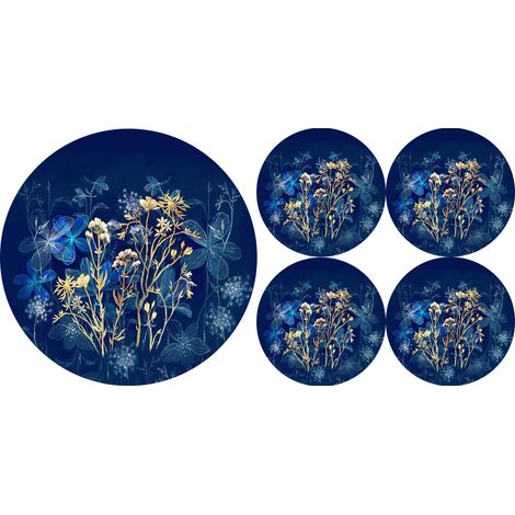 Ensemble de sets de table ronds 1+4 - minuit (1/5)