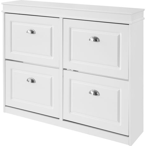 SoBuy 4 Drawers Shoe Cabinet Shoe Rack Shoe Storage Cupboard Organizer Unit,FSR79-W