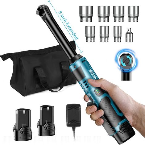 SEESII Cliquet électrique sans fil 12V – 55 N·m, clé à angle 3/8", outil de réparation automobile compact
