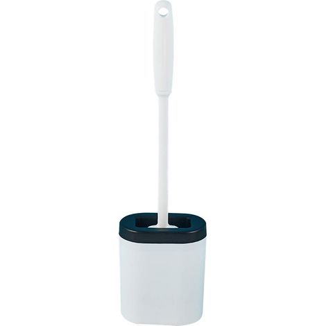Toilet Brush - Silicone Flat Head - Wall Mountable - Anti-Drip Base - Ergonomic Handle - 39.5 x 10.5 cm - White (1/4)