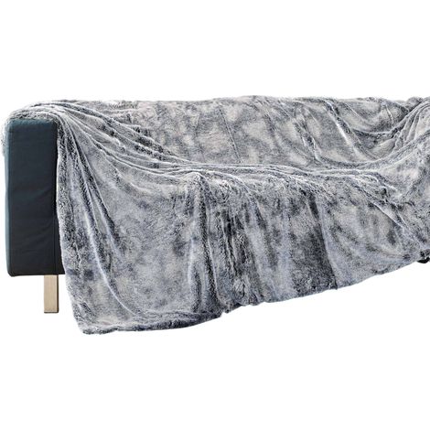 Plaid a poil doux 180 x 220 cm Antartic Gris (1/4)