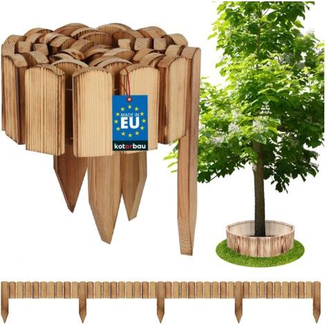 Bordure Jardin Exterieur Bois - 200 x 10 cm - Cloture Bois Jardin - Bois Brûlé - Palissade Flexible - Décoration Jardin-NANOTEH (1/5)