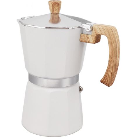 Cafetière Moka en alliage d'aluminium, chauffe rapide, prise en main confortable, forme octogonale, compatible avec les plaques de cuisson à gaz et électriques, blanche, 150 ml