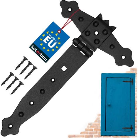 Charnière noire en croix 200 mm pour charnière et portail extérieur (1/5)