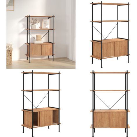 Regal mit 4 Böden und Schrank 80x40x130 cm Stahl Holzwerkstoff - Bücherregal - Regal Mit Schubladen - Stehregal - Raumteiler - Schreibtischorganisation - Home & Living (1/5)