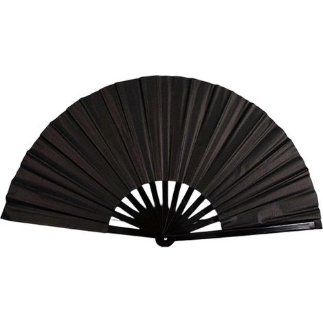 Accessoire de ventilateur compatible avec Percomes Art. Grand ventilateur de 25 cm (10 pouces) en PVC avec dos argenté, produisant des sons. Compatible avec les spectacles. Noir. (1/5)