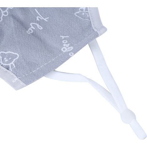 Lot de 3 masques de protection pour enfant, en coton respirant, anti-poussière et lavables, imprimé gris. (1/5)