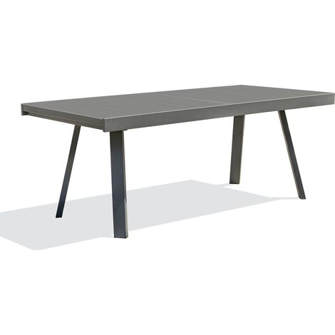 Table de jardin 12 places en aluminium – Rallonge intégrée – Plateau strié – Pour espaces extérieurs – DCB GARDEN