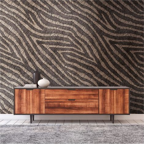 Photo wallpaper Profhome 392361 hot embossed non-woven wallpaper smooth with zebra pattern matt brown beige 1.59 m x 2.8 m (1/4)