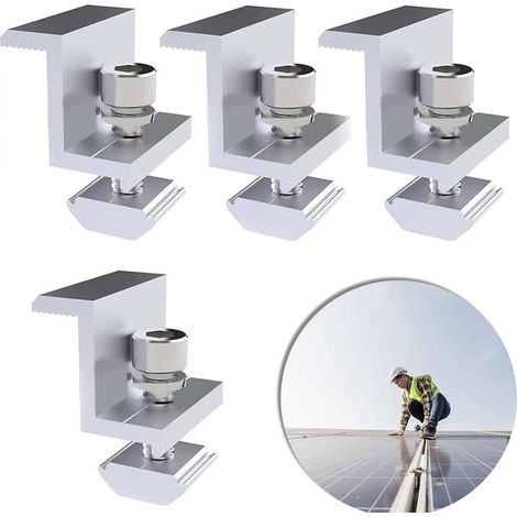 Sollbry 4 Solarmodulhalterungen – 30-mm-Solarendklemme – Solarmodul-Montagehalterungen – Z-Halterungen für Wohnmobile, Boote, Camping, Dächer und Wände (1/5)