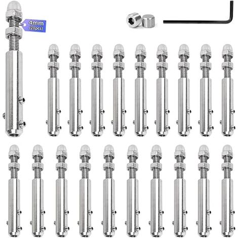 Stainless Steel Cable Tensioner with Threaded Rod and Allen Key, Stainless Steel Cable Clamp Designed for Fixing and Tensioning Cables Filler Railing Balustrades (1/3)