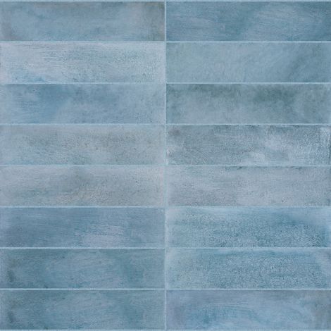 Carrelage effet Zellige Bleu 24,6x6x0,85 cm Montel - Mur intérieur (vendu par carton de 0,5 m²) - RO'MA CARRELAGE