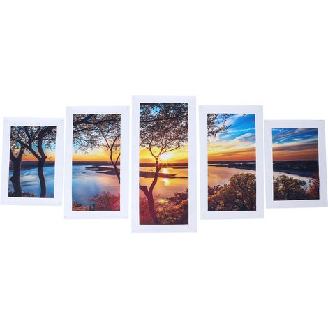 5 Tableaux Toile Paysage Lac Coucher Soleil Original Décoration Murale Salon (1/5)