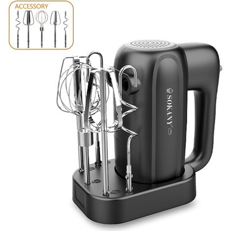 Batteur électrique 400 W 5 vitesses, 5 accessoires inox, appareil de pâtisserie multifonction avec support de rangement (1/5)
