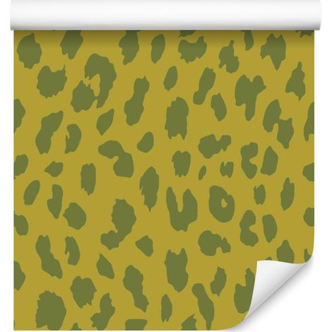 Papel pintado verde cuero amarillo para salón y dormitorio, 50x1000 cm (1/5)