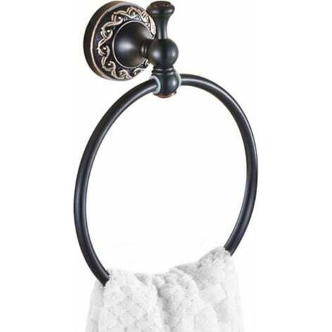 Anneau porte-serviettes noir , bronze frotté à l'huile Porte-serviettes en laiton, rétro vintage anneau de serviette antique avec perçage-DOU