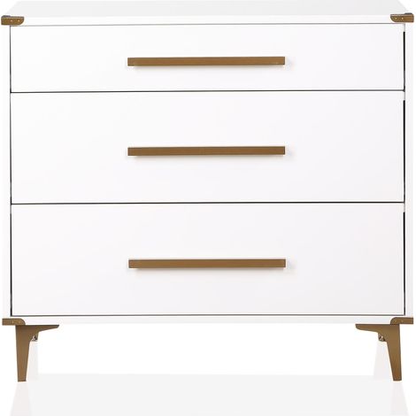 Karissa-Commode avec 3 tiroirs en MDF blanc (1/5)