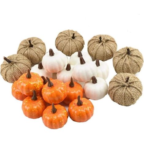 Autumn Decorations 22 Pcs Artificial Pumpkins Set Assorted Faux Harvest Pumpkins for Halloween Fall Wedding Thanksgiving Seasonal Holiday Pumpkin Ornament(Multi) (1/5)