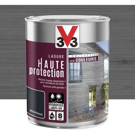 Lasure Haute Protection V33 Les Couleurs 8 ans Gris Anthracite 1 L (1/4)