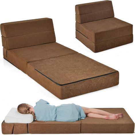 Bodensofa mit Schlaffunktion, 3-in-1 Klappsofa, braun (1/5)