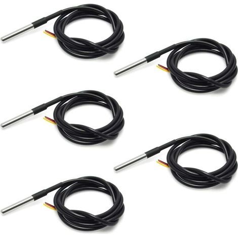 5 unidades de termómetro termopar con sensor de temperatura impermeable 18B20 de 1 m con cable de resistencia térmica (1/5)