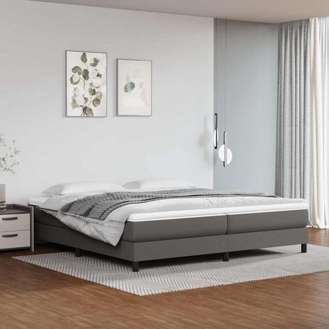 vidaXL Estructura de cama con somier cuero sintético gris 200x200 cm (1/5)