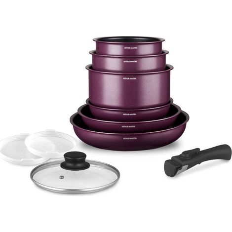 Batteria di pentole Arthur Martin AM2991 10 pezzi Alluminio Antiaderente Prune (1/5)