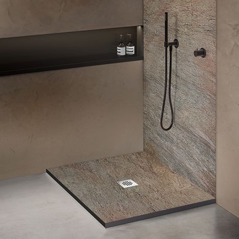 Receveur de douche pierre naturelle cuivre 100x100 cm (1/5)
