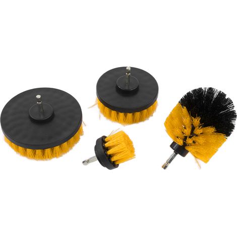 Set mit 4 Reinigungsbürsten für Bohrmaschinen, elektrisches Reinigungsgerät für Auto, LKW und Motorrad (gelb) (1/5)
