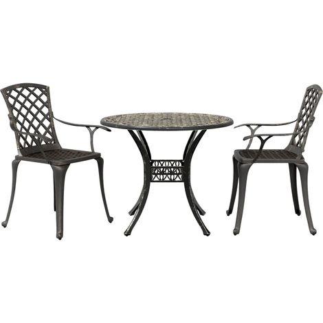 3-tlg. Bistro-Set Bronzen Aluminiumguss