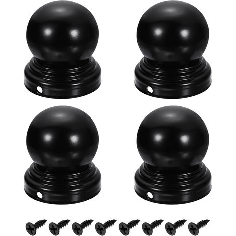 4Pcs Capuchons Pour Poteaux De Clôture, 50mm/1.97-inch Balle Ronde Étanche Dôme En Fer Capuchon De Poteau Avec Fixation Vis Pour Extérieur Métal Bois Clôture Terrasse Boîte Aux (1/5)