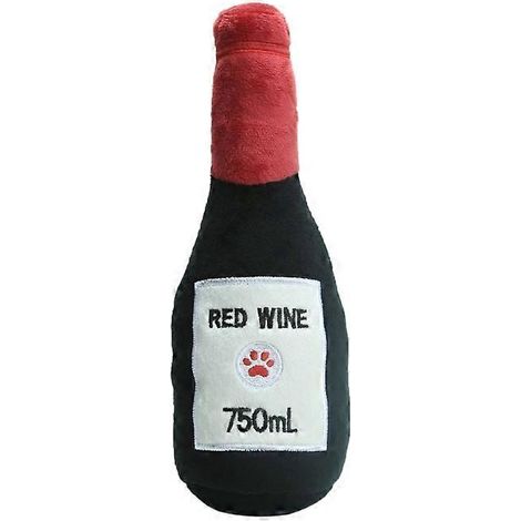 Jouet en forme de bouteille qui couine pour petits chiens, résistant aux morsures, jouet d'entraînement des dents - Vin rouge - (1/4)