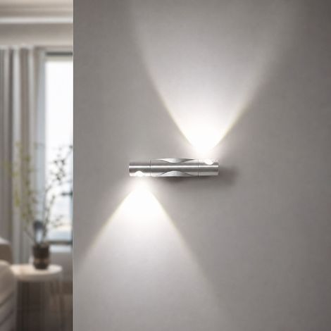 Applique murale LED design en aluminium, double tête orientable 360°, optique précise, lumière blanche, pour salon et chambre (1/4)