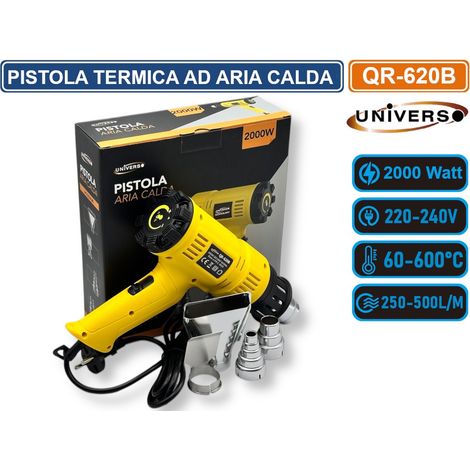 UNIVERSO QR-620B PISTOLA TERMICA AD ARIA CALDA 2000 WATT SVERNICIATORE CON DOPPIO SELETTORE TEMPERATURA FLUSSO ARIA (1/5)