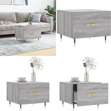 Table basse Sonoma gris 50x50x40 cm Bois d'ingénierie - Table Basse - Meuble Salon - Table D'appoint - Table Ronde - Design Moderne - Home & Living (1/5)
