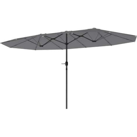 Doppelsonnenschirm 436 x 260 cm, UV Schutz Stahl Sonnenschirm mit Handkurbel, oval Balkonschirm Strandschirm windfest stabil Marktschirm Kurbelschirm für Strand Balkon Garten, Dunkelgrau 
On-Site