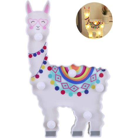 Veilleuse Alpaca - Veilleuse LED À Piles Pour Chambre D'Enfant Et Décoration Intérieure - Modèle Animal - 1 Pièce (1/5)