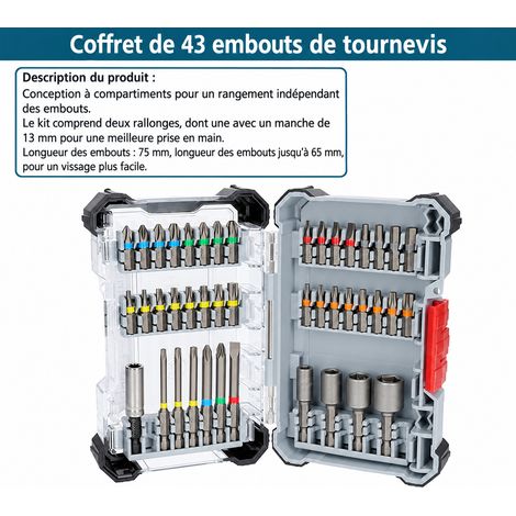 Coffret d'embouts boîte magique arc-en-ciel 43 pièces nouveau modèle 10 × 5 × 3 cm 250 g tige 6,35 mm – Livraison gratuite (1/3)
