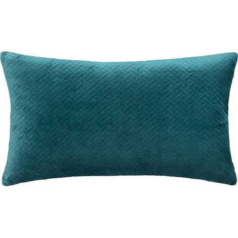 Cojín «Dolce» - terciopelo repujado - azul cerceta 38 x 58 cm - Atmosphera créateur d'intérieur (1/4)