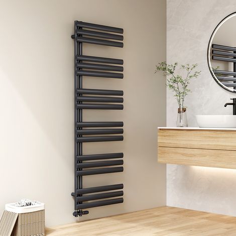 EMKE Badheizkörper Handtuchhalter Oval Röhren 1740x600 mm Handtuchheizkörper Seitenanschluss Handtuchwärmer Anthrazit 815 Watt