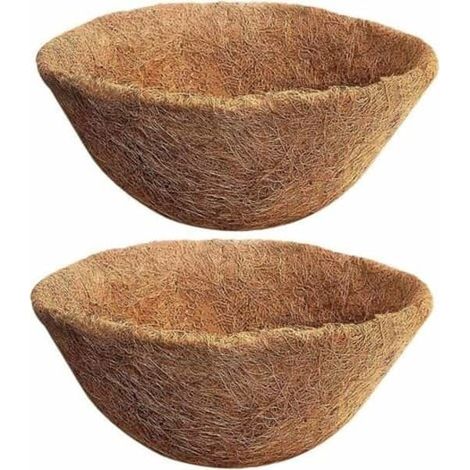 BelleRise - Lot de 2 pots de fleurs suspendus en fibre de coco naturelle 35 cm, substitut de fibre de coco pour plantation (1/4)